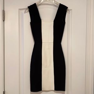 Bcbg black and white bodycon mini dress